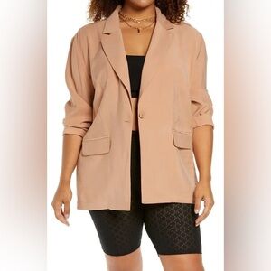 Open Edit Lightweight Blazer in Tan Mocha Size Large NWOT minimalist career